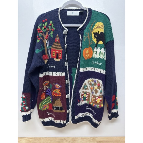 Design Options Cardigan Holiday Calendar Large Embroidered‎  Granny Core #32 - Picture 5 of 16